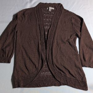 Roz & Ali Brown Knit Cardigan Sweater Size Small